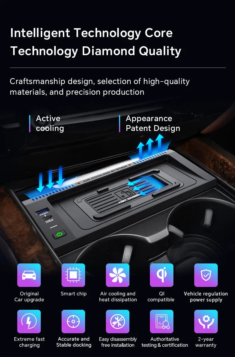 For BMW X5 F15 X6 F16 2014 2015 2016 2017 2018 15W Car QI wireless charger fast phone charger charging holder accessories