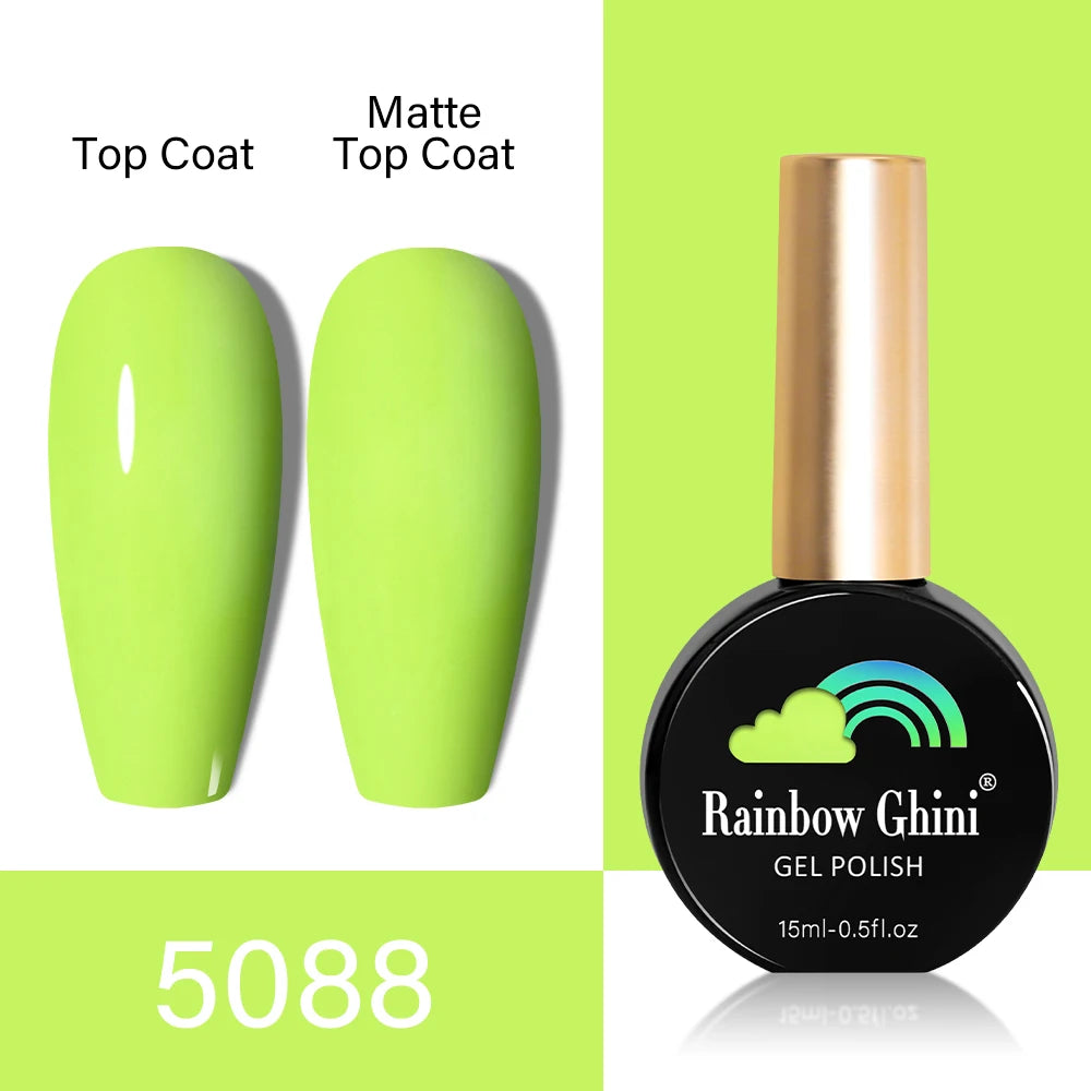 RG HEMA TPO FREE Neon Glitter Gel Nail Polish 15ml Nail Art Manicure Semi Permanent Gel Hybrid Varnishes Top Base Coat UV Nail