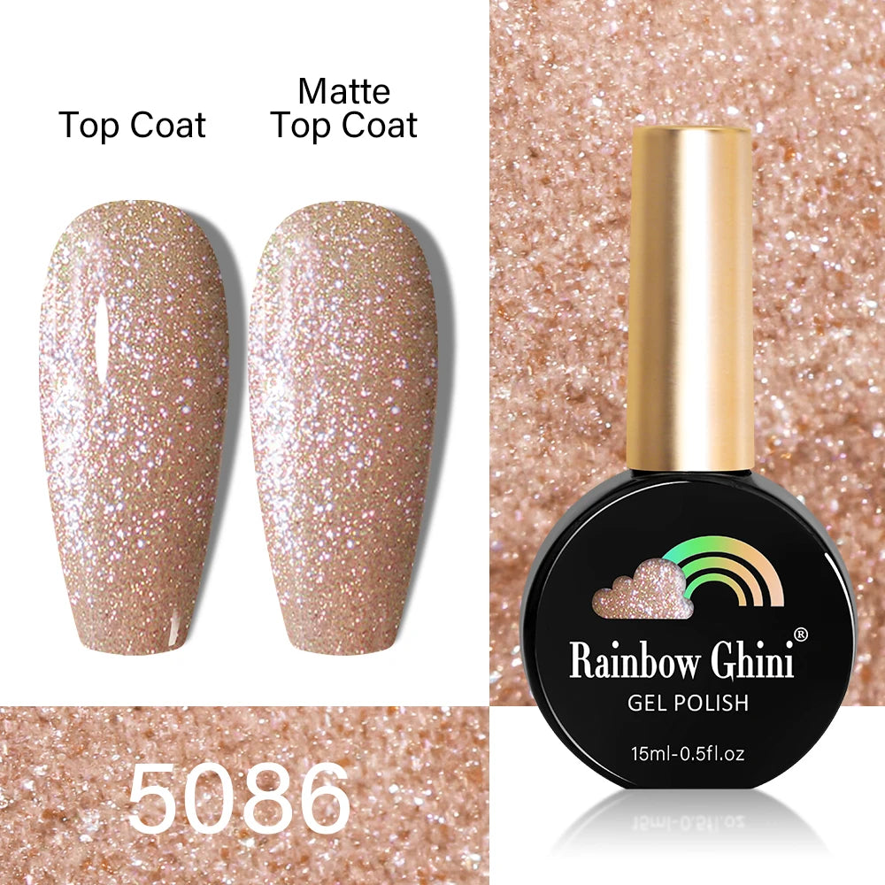 RG HEMA TPO FREE Neon Glitter Gel Nail Polish 15ml Nail Art Manicure Semi Permanent Gel Hybrid Varnishes Top Base Coat UV Nail