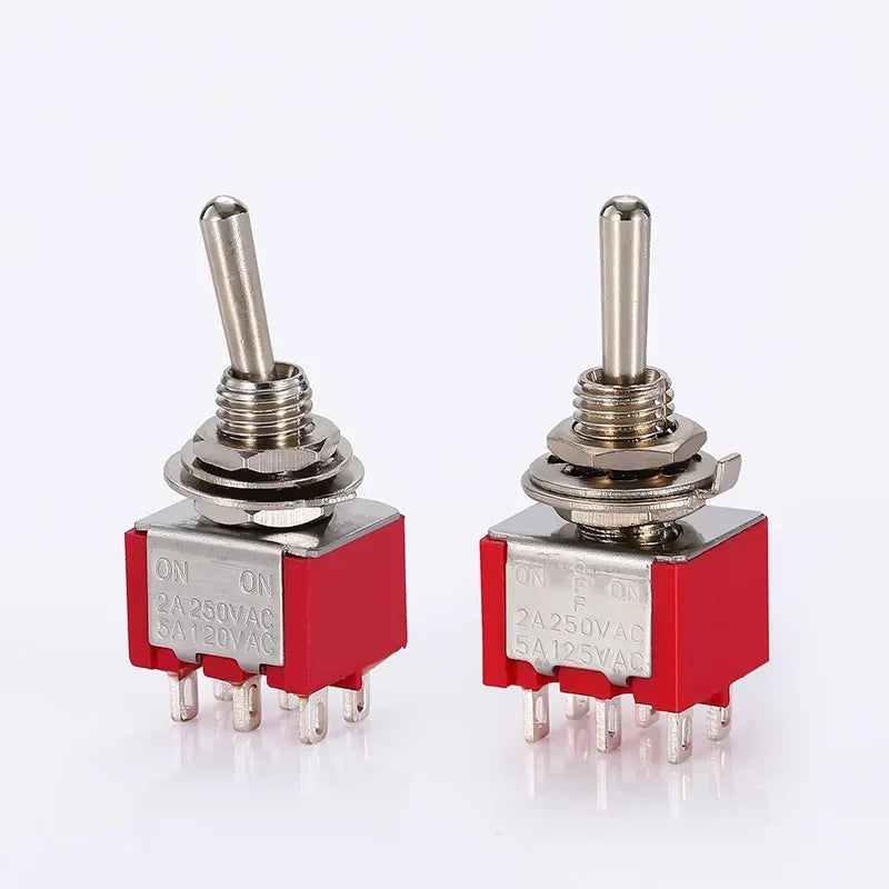 Mini Toggle Switches 6mm SPDT ON-OFF-ON 3/6 Pin with Sealed Caps for DIY Electronics and Control Panels