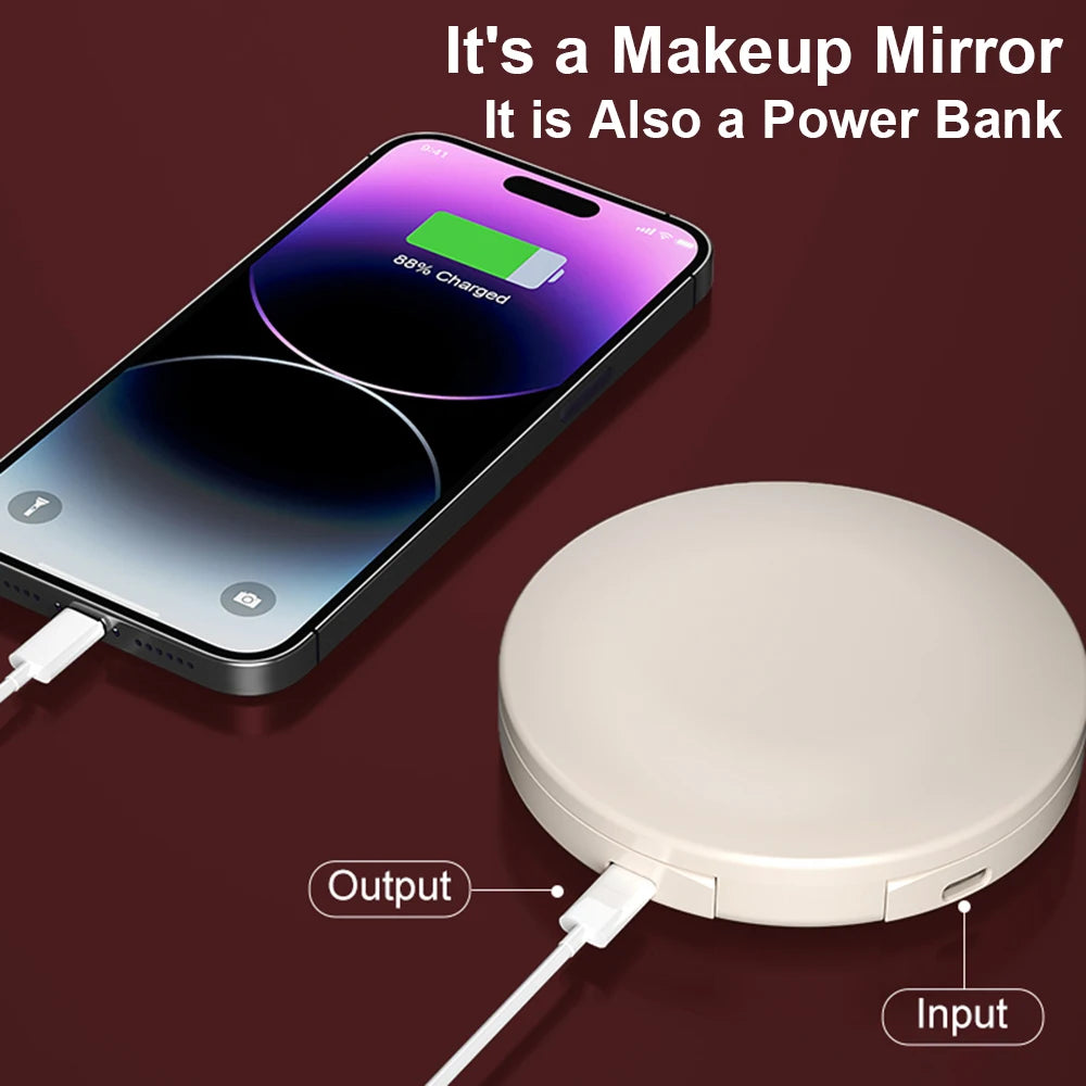 Mini Portable Makeup Mirror 2.8-Inch Display Smart LED Sunscreen Detection Compact Travel Size for Beauty On-the-Go