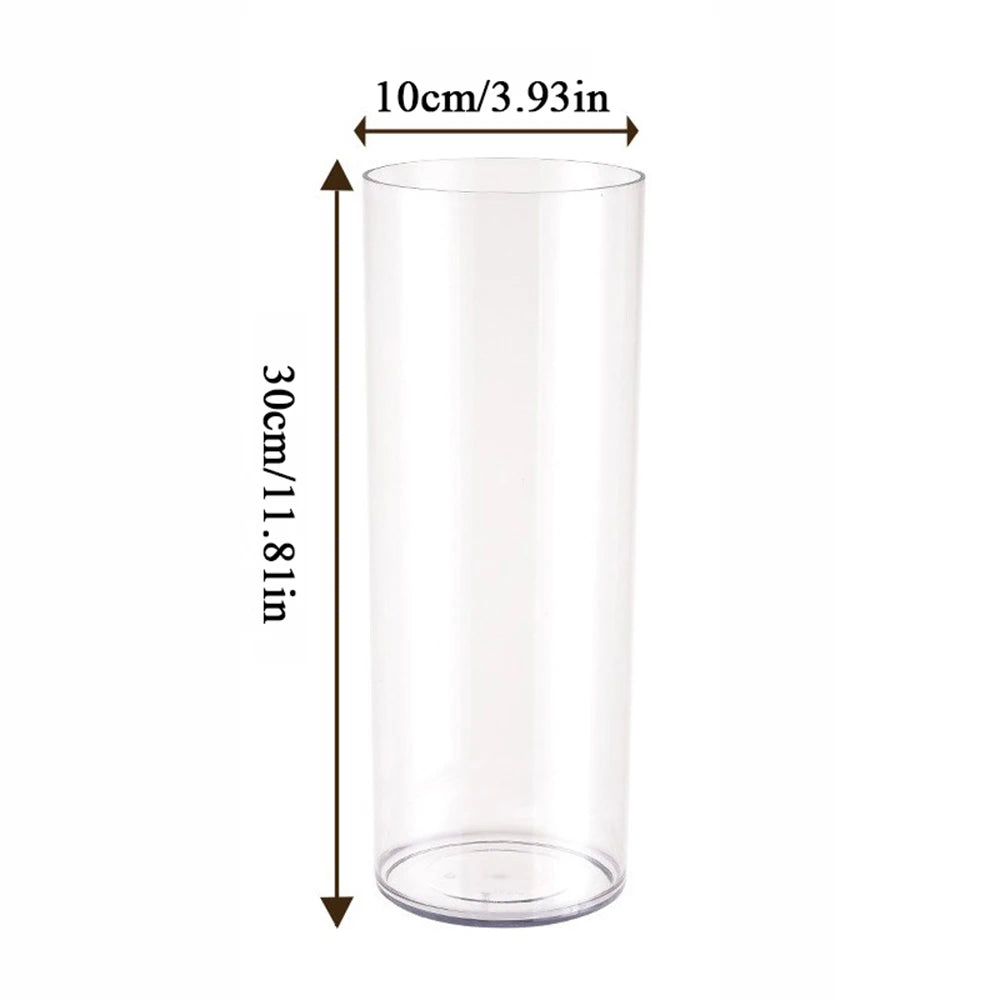 Tall Large Plastic Clear Vase - Acrylic Cylinder Flower Vase, Unbreakable Hurricane, Wedding Centerpieces Hydroponic Decor