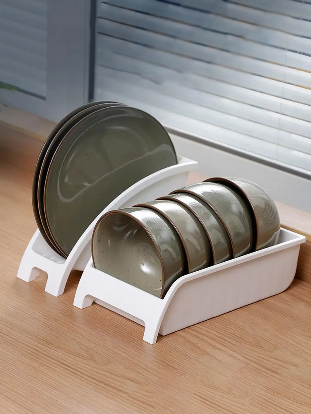 Dish Drain Rack Dinnerware Storage Organizer Cabinet Shelves Bowl Cup Rack Multifunctional Organizer Kitchen Supplies Holder