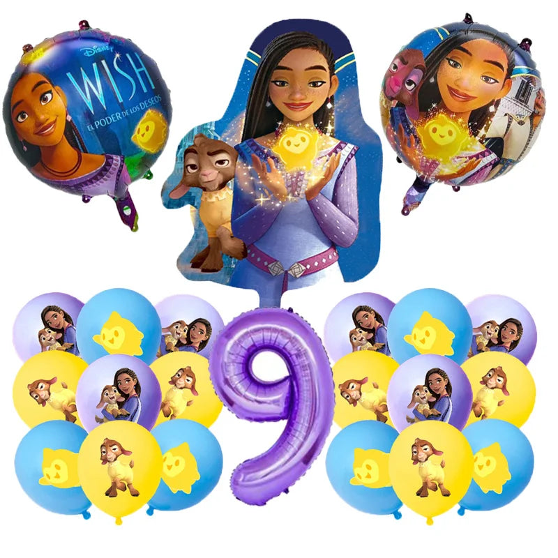 Cartoon Wish Birthday Party Decorations Asha Goat Balloons Disposable Tableware Plate Straw Napkin Princess Baby Shower Supplies