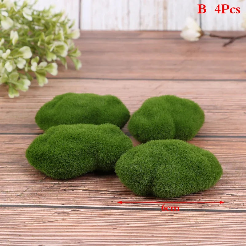 4pcs Artificial Moss Stone Simulation Fairy Garden Miniatures Bonsai Terrarium Succulent Gnomes Fake Moss Home Decor Decoration