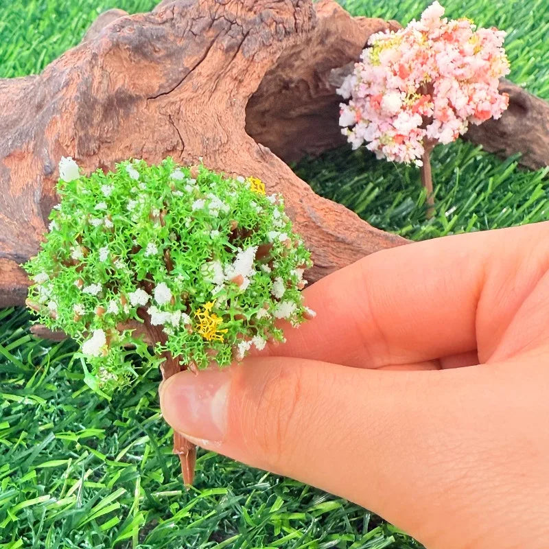 DIY Miniature Artificial Landscape Trees Micro Flower Tree Figurines Artificial Scenery Tree Moss Bonsai Ornament Tabletop Decor
