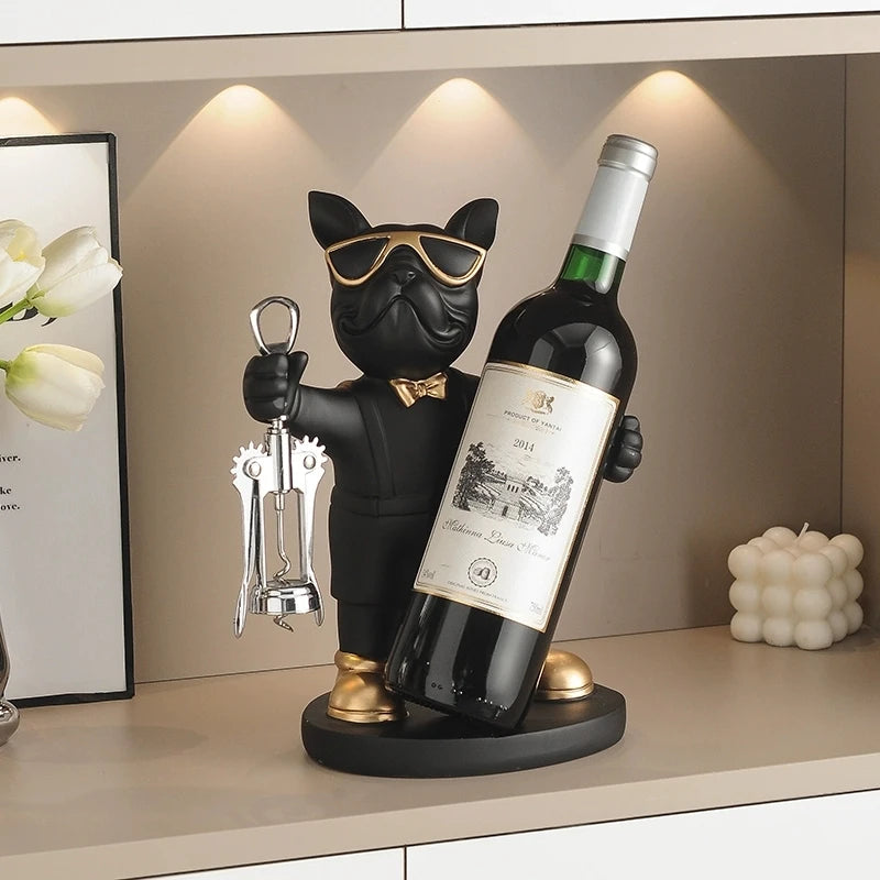 French Bulldog Wine Holder Resin Wine Racks Countertop Wine Stand Wine Bottle Holder Wine Bottle Rack Home Office Decor