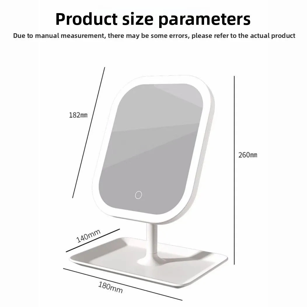 1~2PCS Large Square Rotating LED Makeup Mirror - Square Vanity Mirror with Adjustable Lighting for Girls Dormitory & Home Use