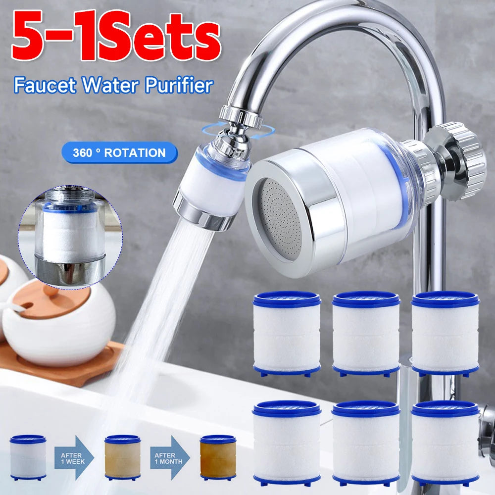 1-5Set Faucet Water Filter 360 Degree Rotating Splash Filters Remove Chlorine Heavy Metals Filtered Showers Head Bath Purifier ﻿