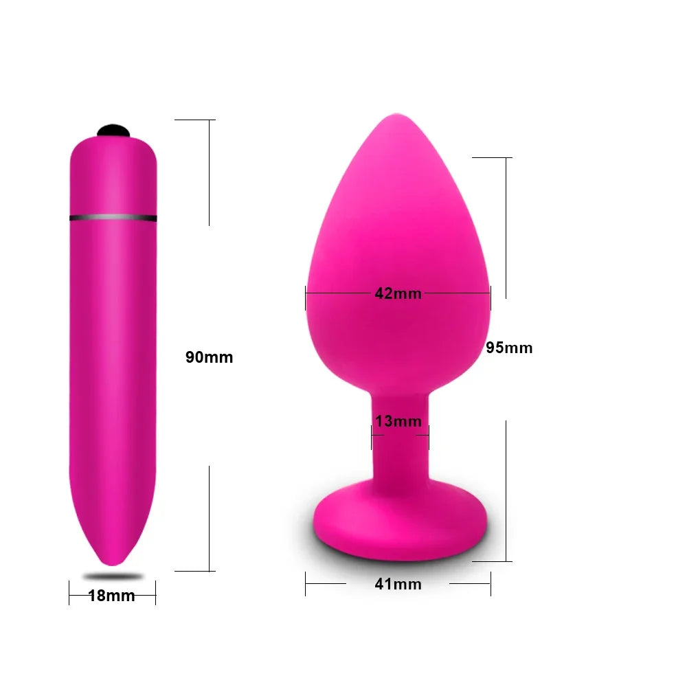 4pcs Soft Silicone Anal Plug Mini Erotic Bullet Vibrator Butt Plug Sex Toy for Men Women Gay Couples Anal Prostate Stimulator