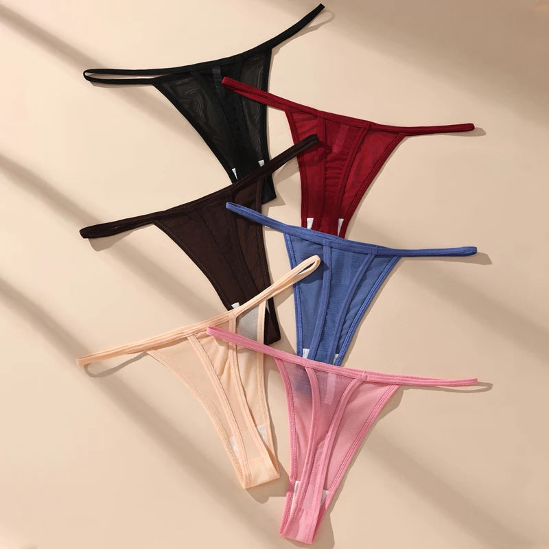 6Pcs/Set Sexy Low Waist Thongs Women Bikini Panties T-back Underpants S-XXL Female G-String Panty Ladies Thong Lingerie