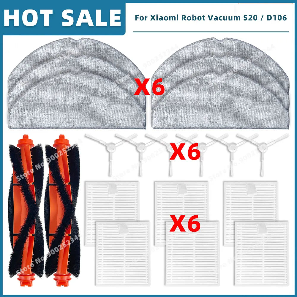 Compatible For Xiaomi Robot Vacuum S20 / D106 Replacement Parts Accessories Main Side Brush Mop Cloth Filter