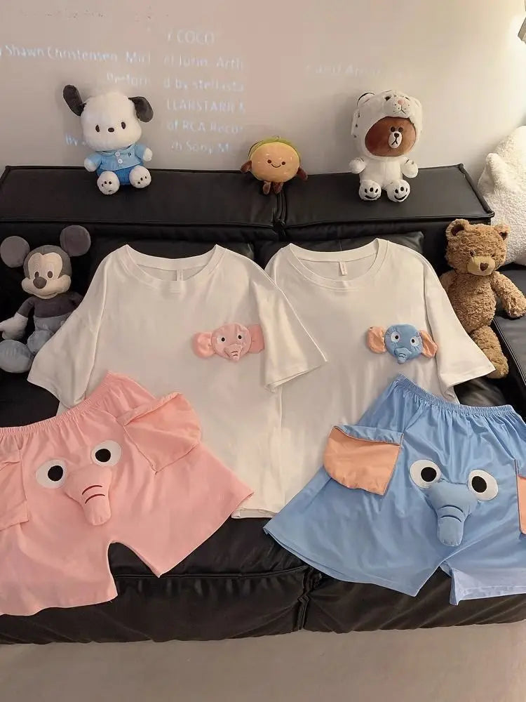 New Squeaky Elephant Shorts Pajama Pants Slit Men's Summer Cute Quirky Loose Pajamas Homewear Suit Leisure Pants