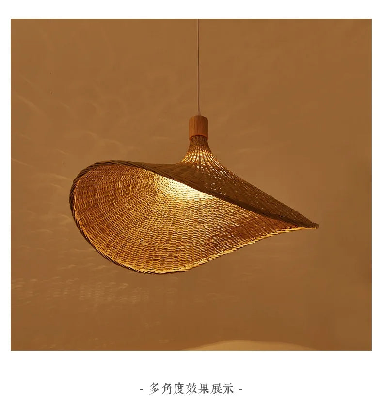 Bamboo Hanging Lamp Pendant Ceiling Light Rattan Wicker Lustre Hand Knit Braiding Suspended Home Dining люстра потол