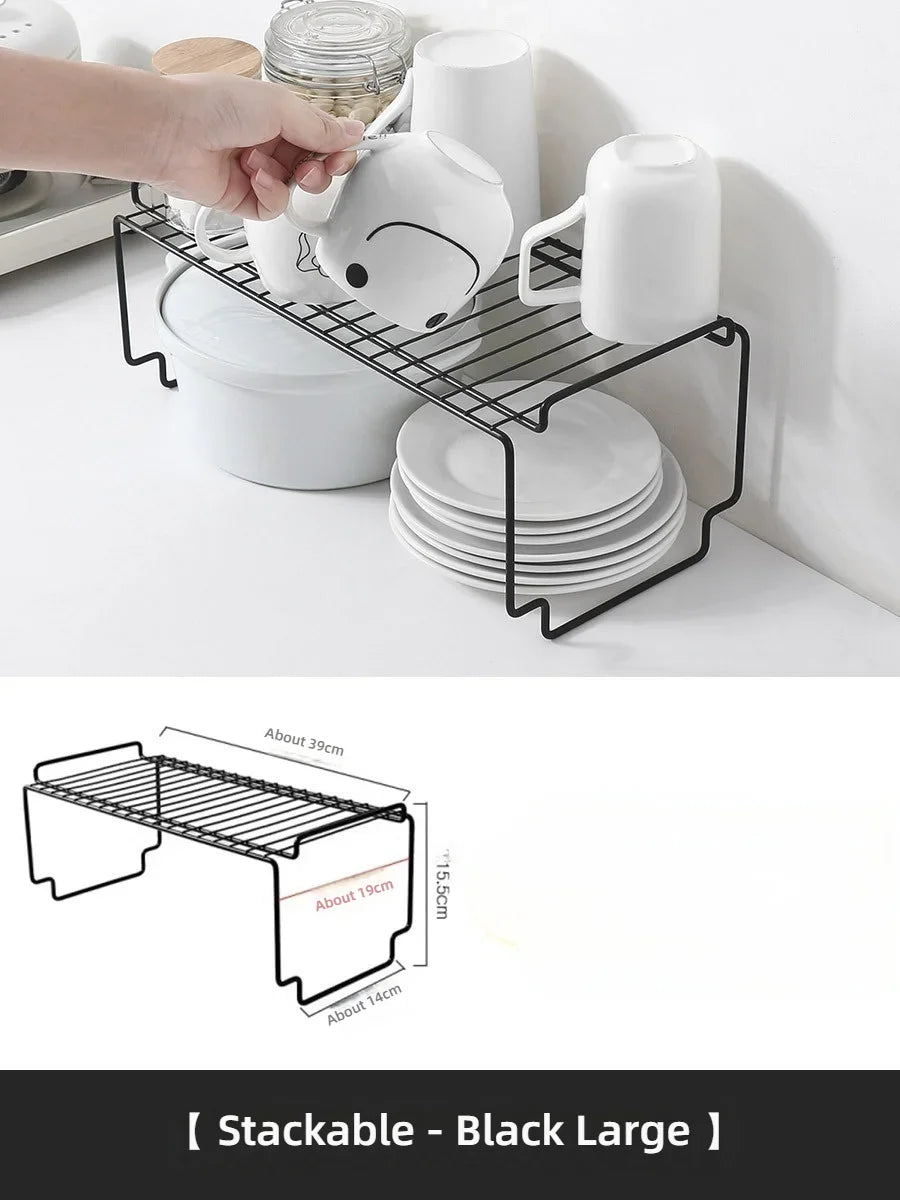 Kitchen Cabinet Storage Shelf Rack, Rustproof Metal Wire Shelf Spice Rack Cupboard Organizer Pantry Countertop Organization