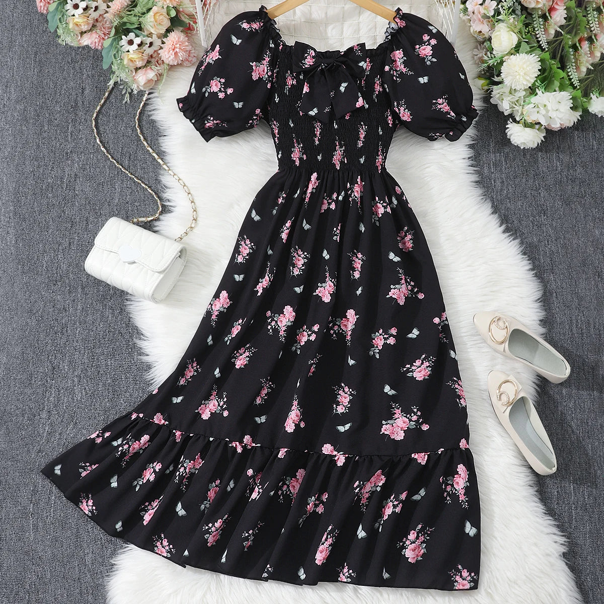 New Children Clothes Teen Girl Dresses Summer Blue Floral Long Big Kids Party Dress Fashion Elegant Pretty 13 14 15 16Yrs Old