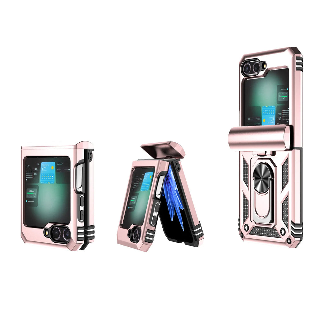 Case For Samsung Galaxy Z Flip 7 5G Z Flip 6 Military Grade Shockproof Heavy Duty Protective Armor Magnetic Kickstand Ring Cover