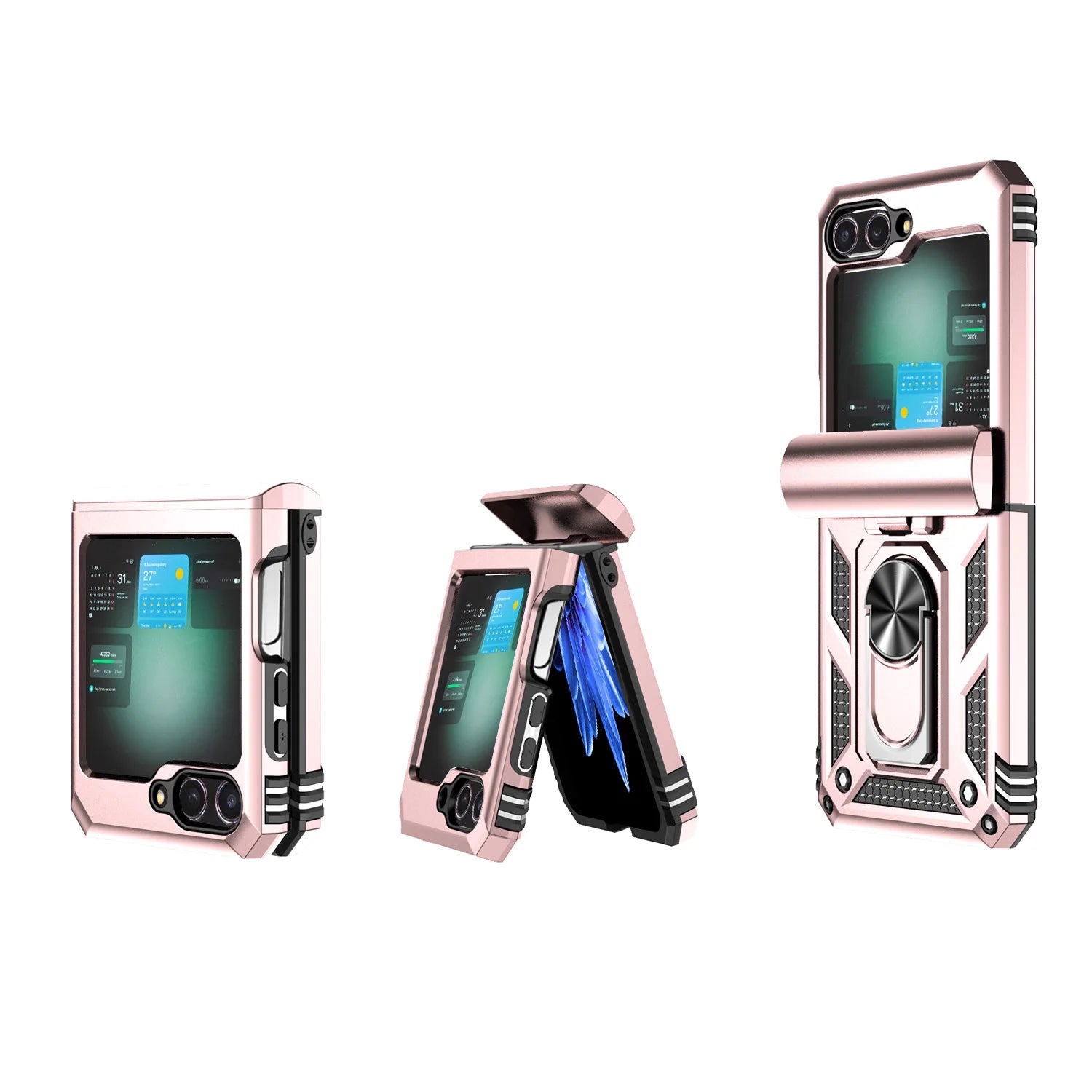 Case For Samsung Galaxy Z Flip 7 5G Z Flip 6 Military Grade Shockproof Heavy Duty Protective Armor Magnetic Kickstand Ring Cover