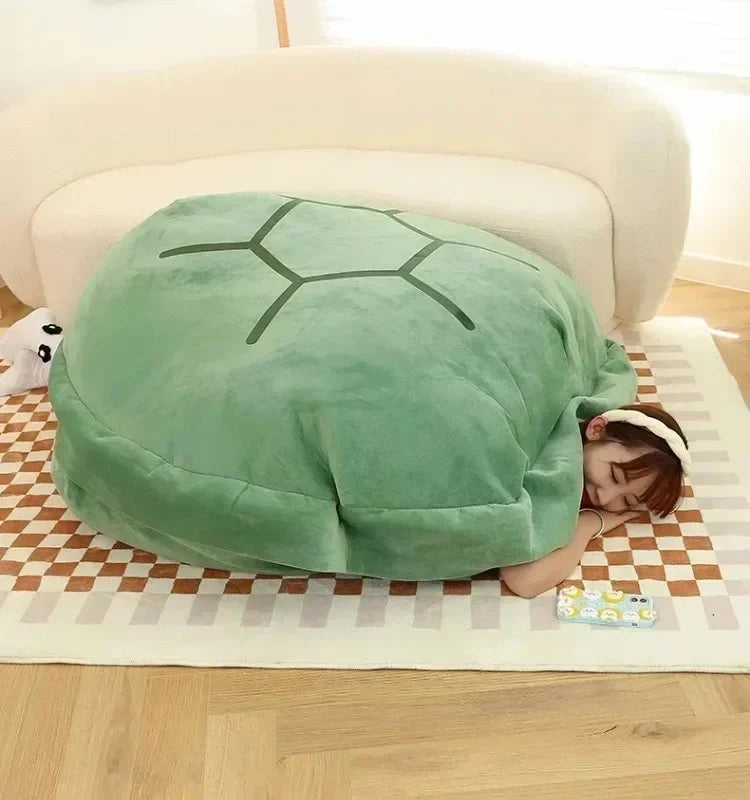 Wearable Turtle Shell Pillow Creative Soft Tortoise Back Pillow Plush Body Giant Cushion Adult Dress Up Gift Bedroom Decoration