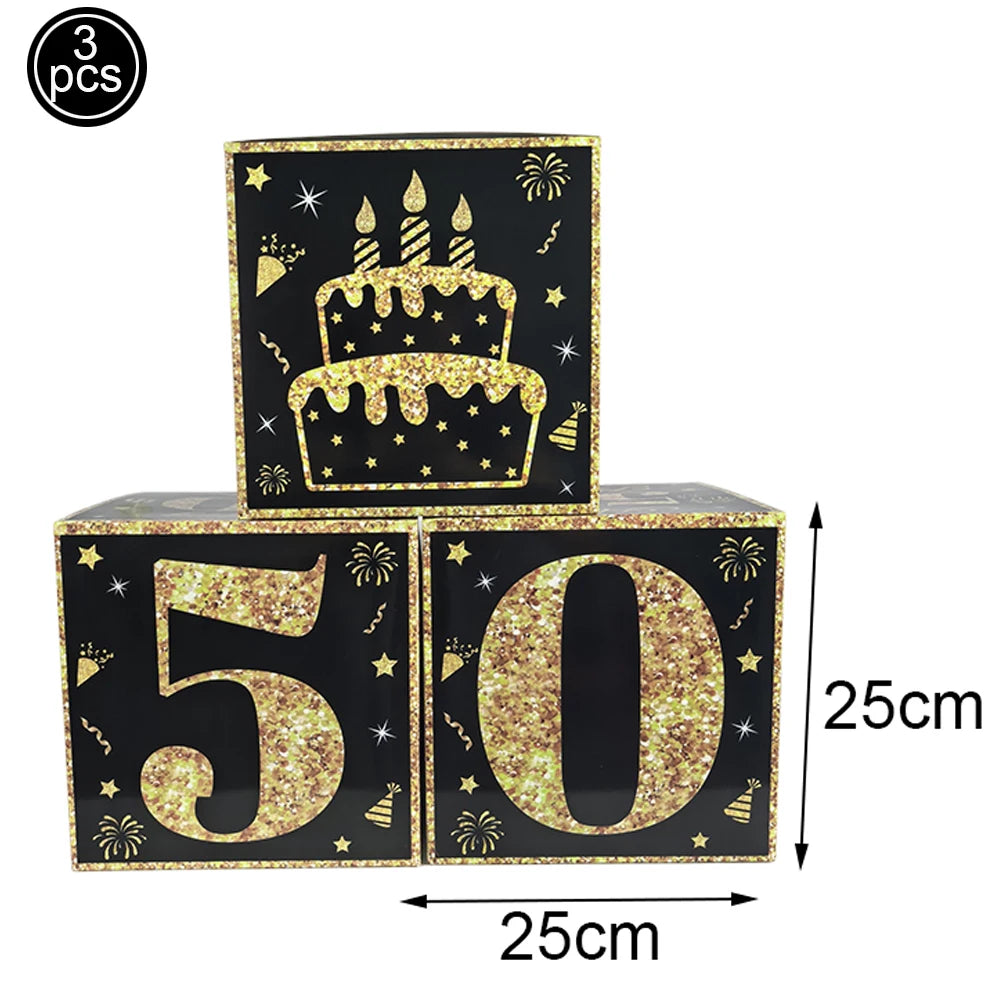 50th Birthday Party Supplies for Men Women Black and Gold 50 Years Old Party Paper Plates Cups Napkin Tablecloth Tableware Decor