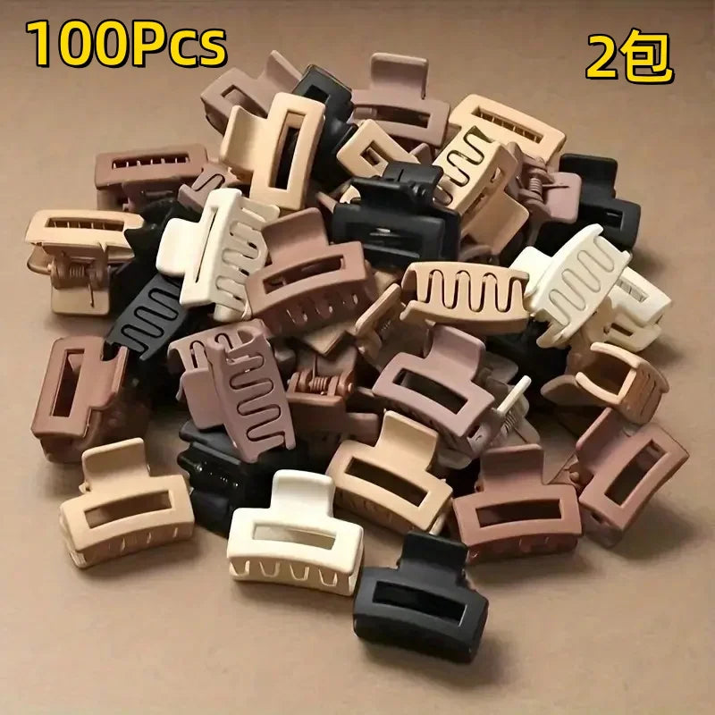 100Pcs Retro Vintage Mini Hair Clips Versatile Bangs Clips Small Plastic Claw Clamps Assorted Colors for Girl Hair Accessories