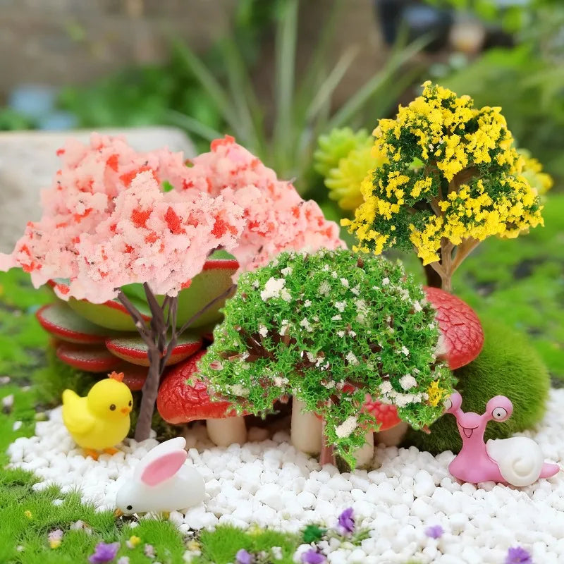 DIY Miniature Artificial Landscape Trees Micro Flower Tree Figurines Artificial Scenery Tree Moss Bonsai Ornament Tabletop Decor