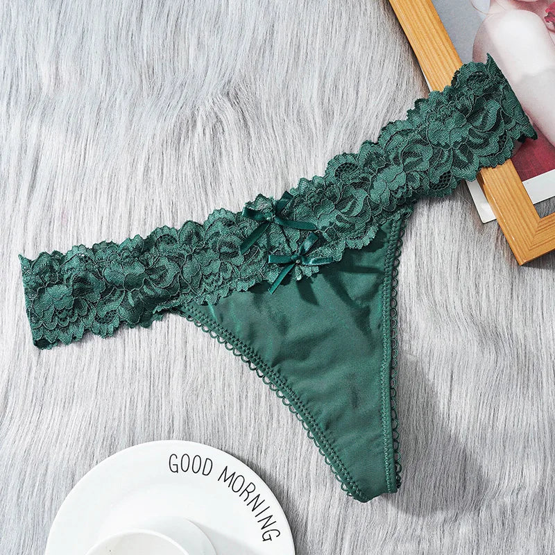 M-XL Women Lace Floral Low Waist Thong Female Transparent Lace G-string Sexy T-back Underwear Intimates Women Briefs Lingerie