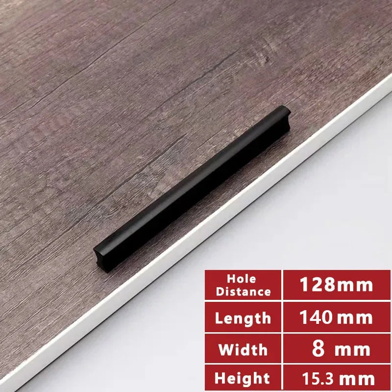 64mm-320mm Kitchen Cabinet Storage Handles Closet Wardrobe Dressers Black Door Handle Drawer Pulls Knobs Hardware accessories