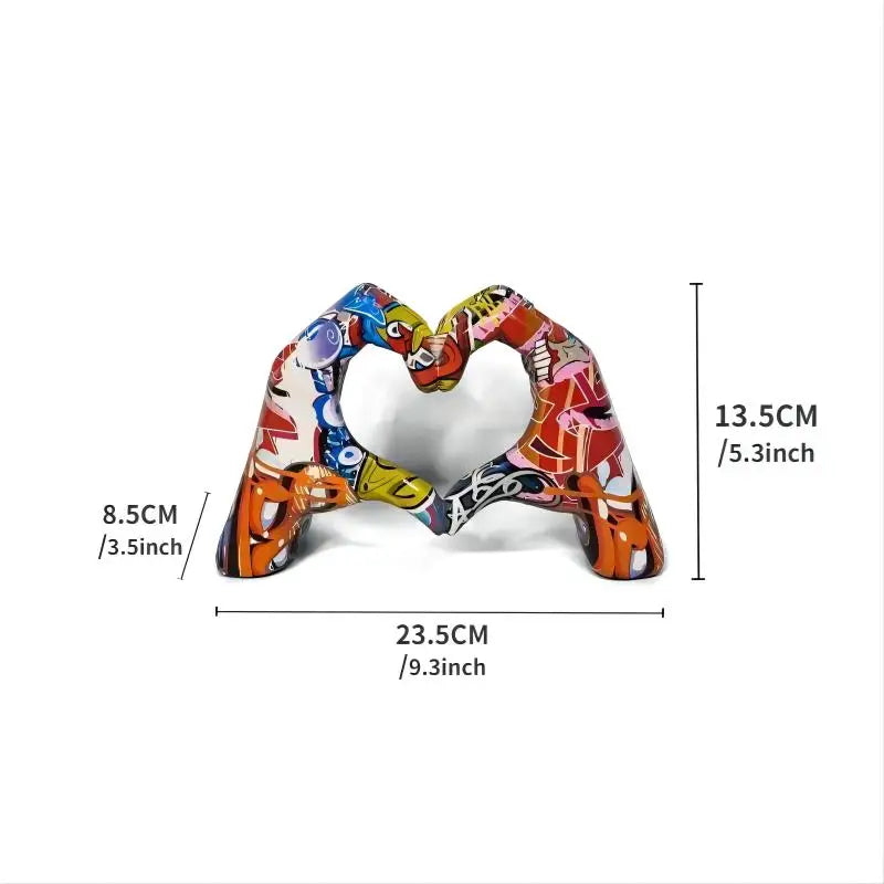 Colorful love gesture ornament, resin craft decoration for home living room desktop and bookshelf, couple, Valentine's Day gift.