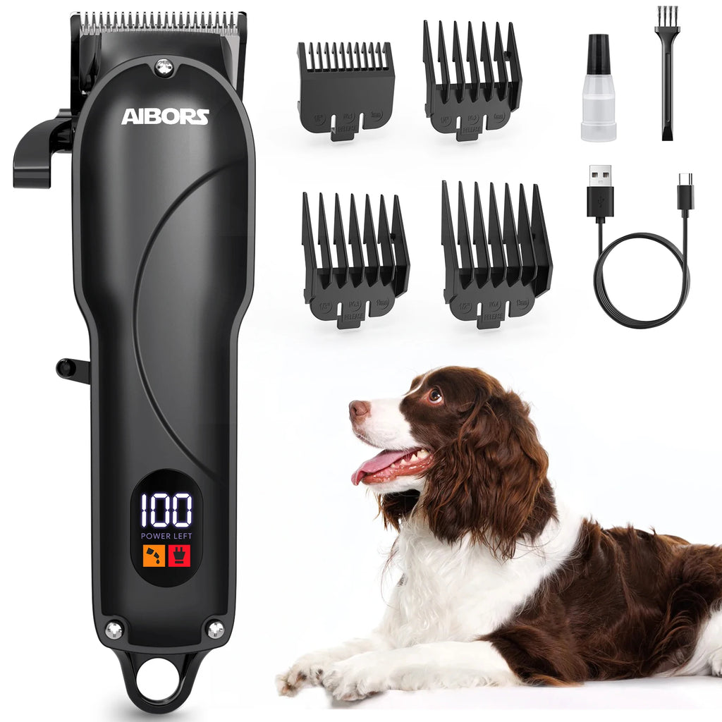 AIBORS Dog Trimmer Clipper Professional Pet Hair Cut Grooming Electronic Puppy Beauty Machine for Cat Dog Labrador Corgi