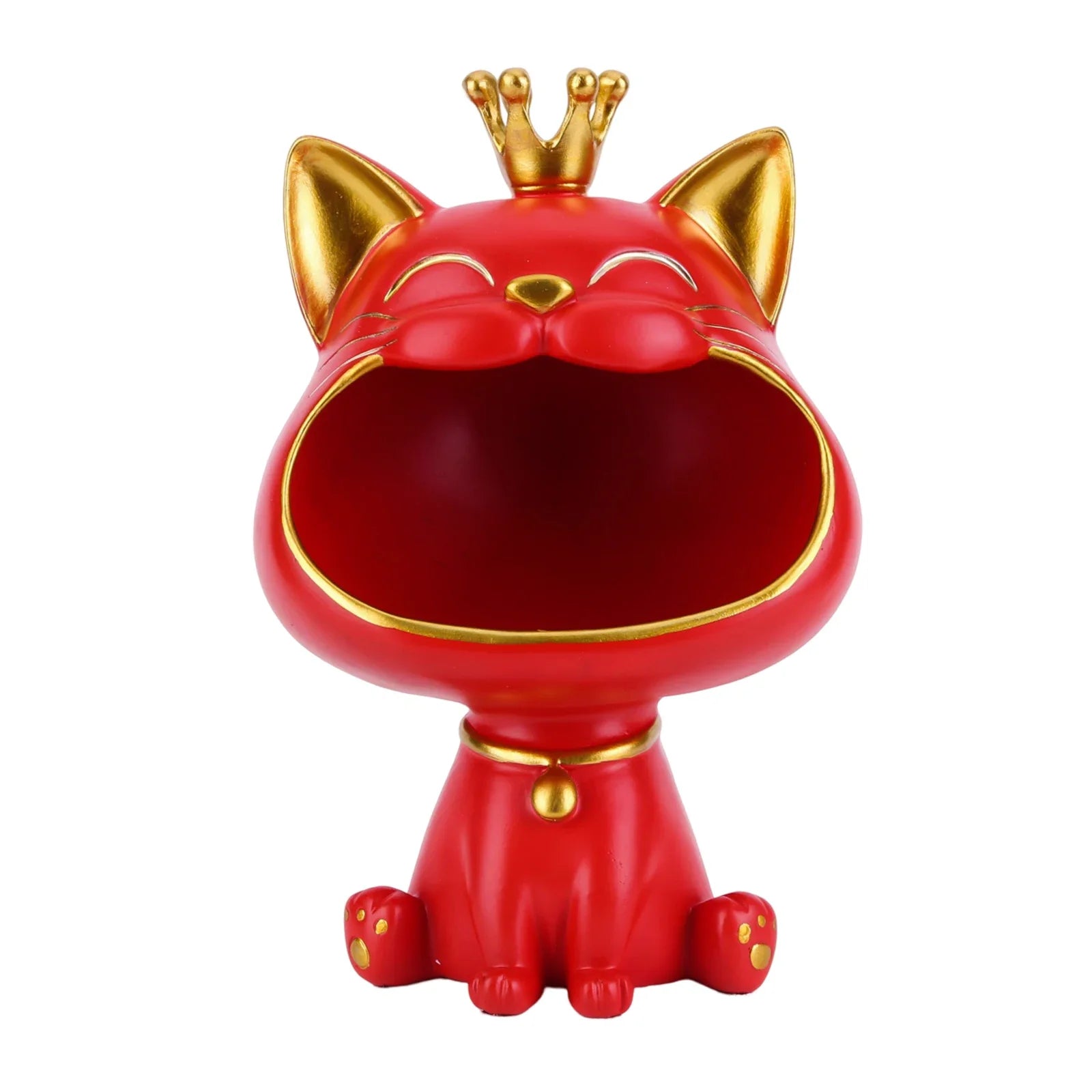 2024 NEW Fortune Crown Big Mouth Cat Entrance Key Storage Tray Decorative Ornament, Light Luxury Housewarming Gift Sculpture
