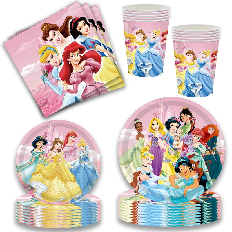 Disney Princess Birthday Party Decorations Girls Child Deco Disney Princess Birthday Plate Napkins Cups Tableware Supplies Setup