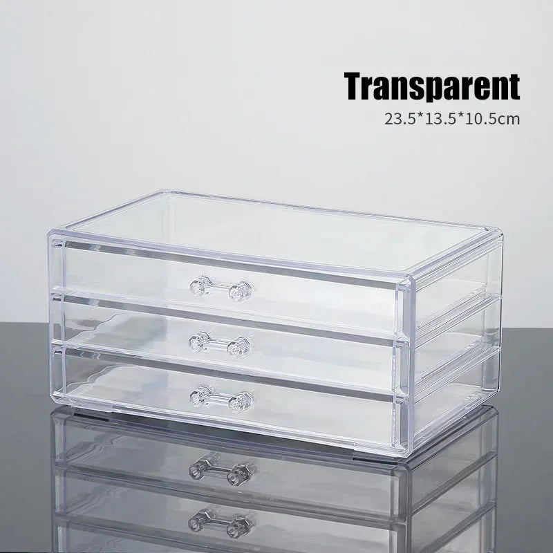 Acrylic Cosmetics Storage Case Four Drawer Type Transparent Cosmetics Box Large Size Manicure Makeup Organizer Display Case