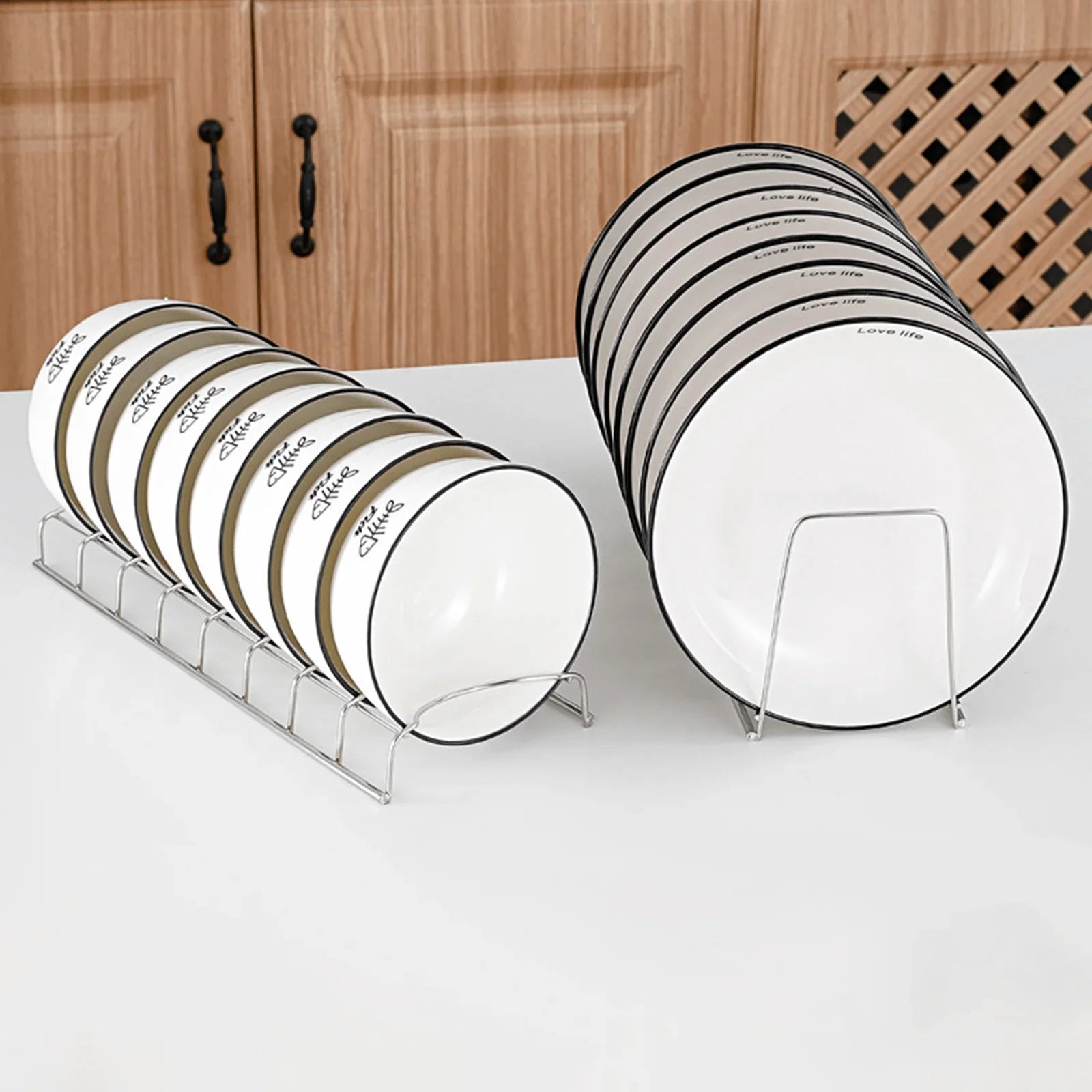Stainless Steel Dish Storage Rack Lid Holder for Kitchen Cabinet Dining Room Restaurant Utensils Drainer Rack Multipurpose Plate