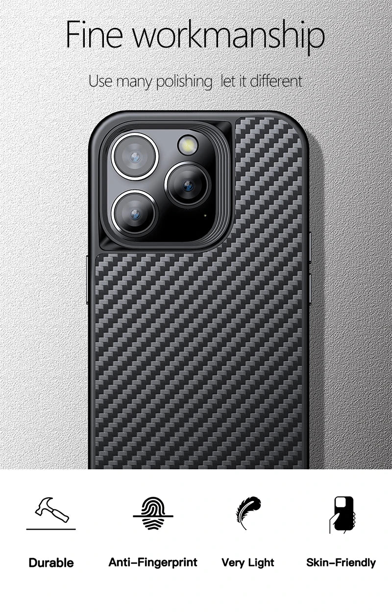 Wlons Magnetic Kevlar Aramid Fiber Cover For iPhone 16 15 14 13 Pro Max 16 15 14 Plus Anti-Drop Anti-Fingerprint Magsafe Case