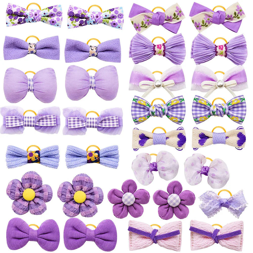 10PCS Pet Cat Dog Bows Puppy Grooming Bows For Dogs Hair Accessories Decorate Hair for Small Dog Hair Rubber Band Dog Supplies