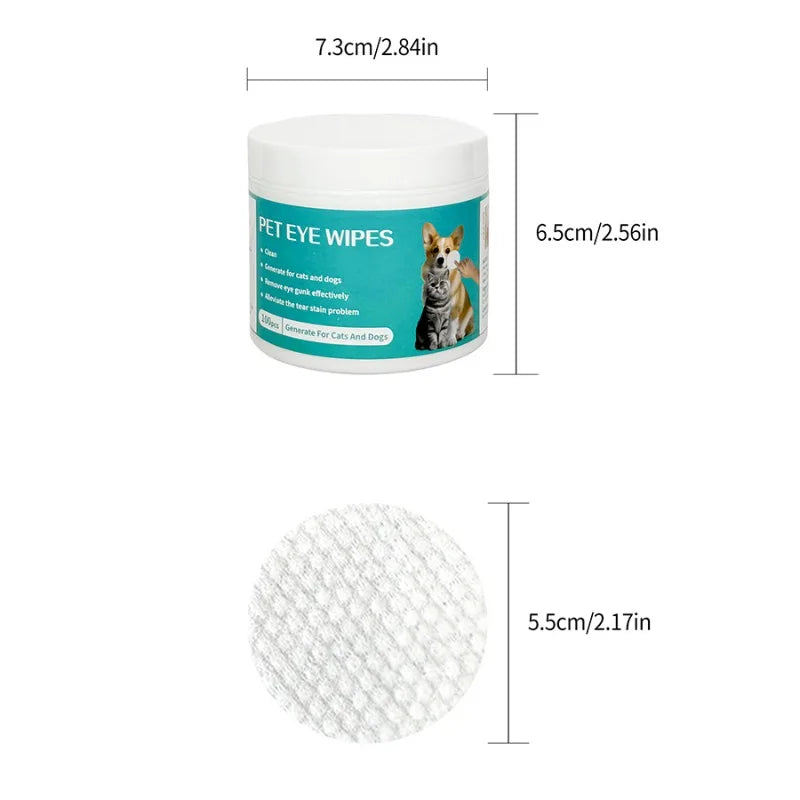 100 Piece Pet Eye Cleaning Wipes Tear Mark Remover for Cats Hygienic Grooming Wet Tissues for Home Pet Care