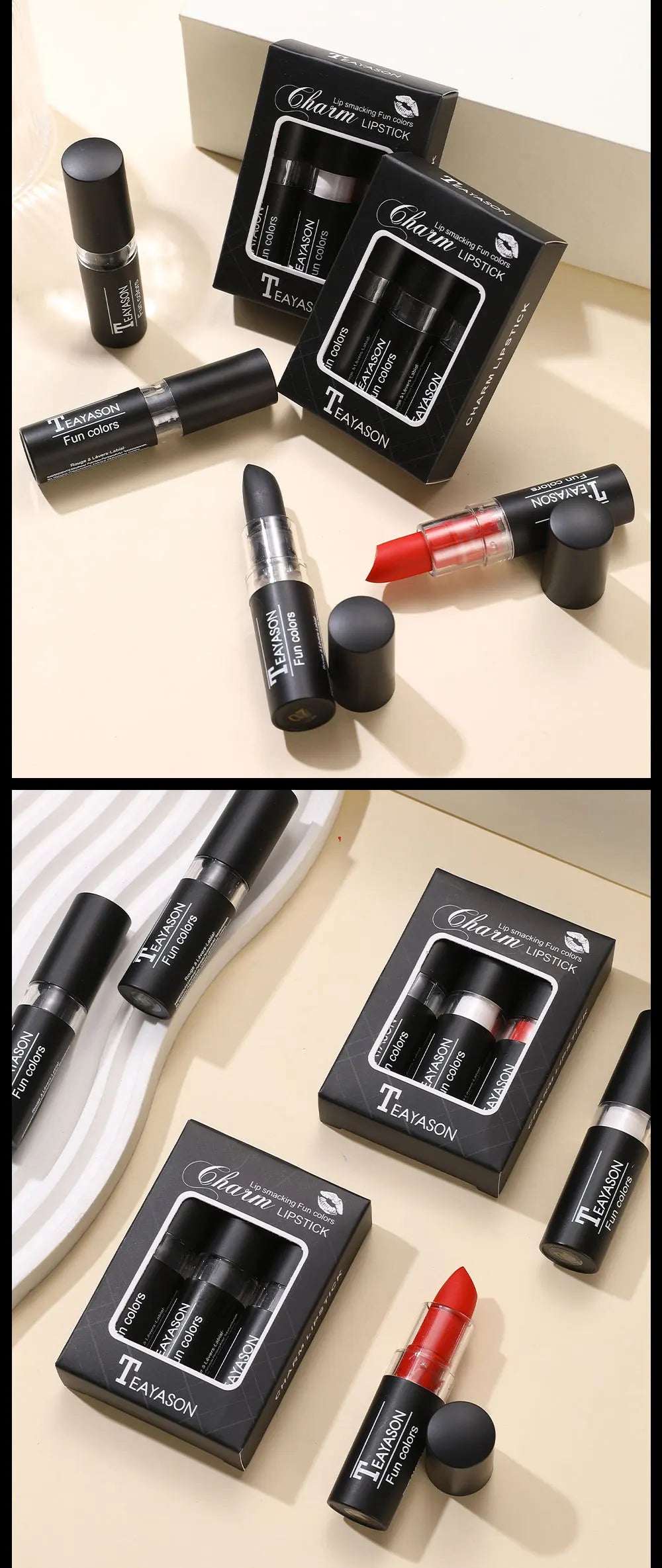 Matte Lipstick Velvet Finish Waterproof Long Lasting Non Transfer Dark Shades Black White Red Holiday Makeup