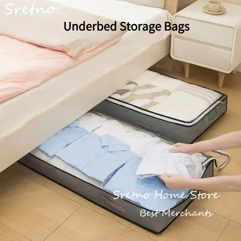 SRETNO Foldable Bed Sheet Storage Box Space Saving Multi-functional Quilt Cover Case Dustproof Underbed Storage Bags Household