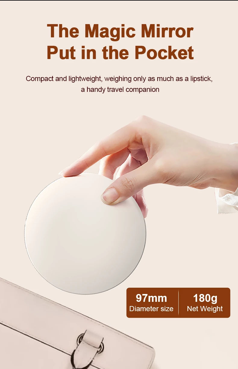 Intelligent UV Resistant Makeup Mirror Portable 2.4-Inch Handheld LED Makeup Mirror Suitable For Travel Sunscreen Makeup Mirrors