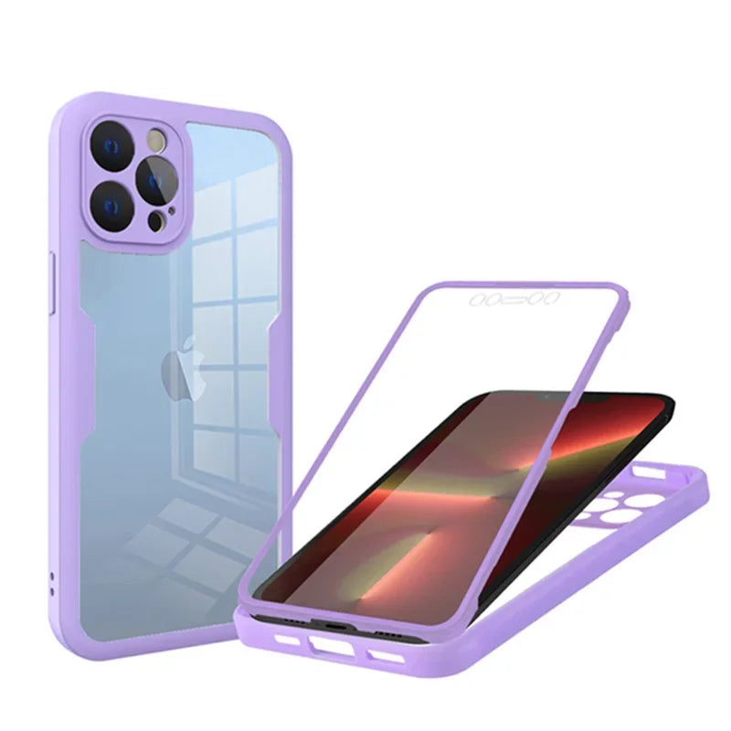 360 Full Body Protection Case For iPhone 15 14 13 12 11 Pro Max Front Screen Shockproof Cover iPhone X XR SE 2020 case