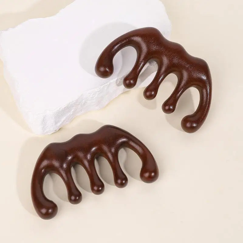 Wood Therapy Massage Comb Head Face Scalp Gua Sha Massager Natural Facial Sandalwood Wide Tooth Guasha Scraping Body Massage