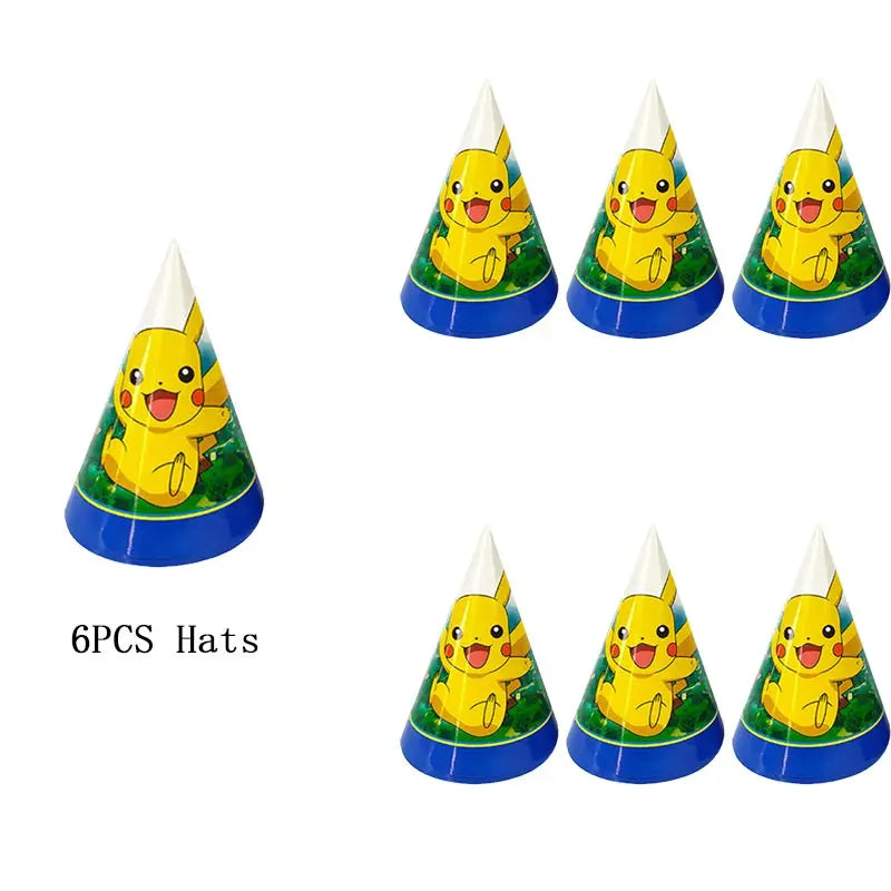 Pokemon Theme Birthday Party Decoration Supplies Cartoon Pokemon Go Tableware Cups Plates Pikachu Balloon For Baby Shower Favors