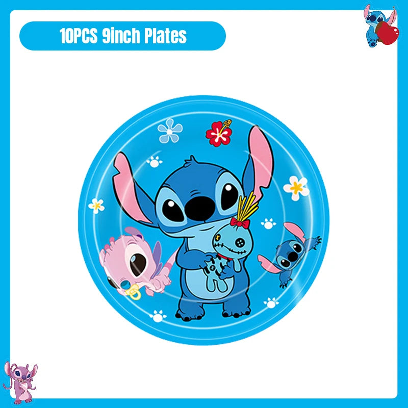 Disney Stitch Birthday Party Decoration Tableware Balloon Cup Plate Banner Backdrop Lilo And Stitch Theme Party Supplies Favors