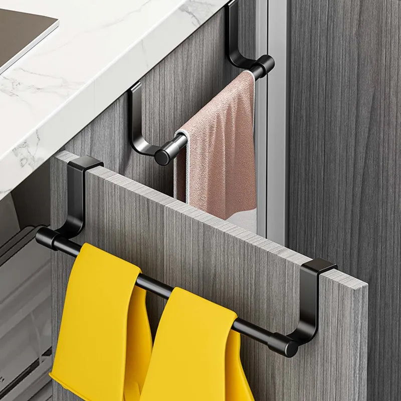 Wall Mounted Towel Racks Stainless Steel Heavy Duty Cabinet Hanging Towel Rack Organizer Shelf Holder Kitchen Bathroom Storage