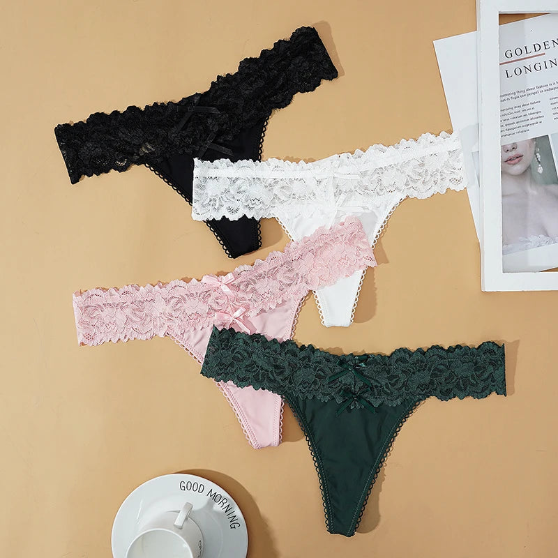M-XL Women Lace Floral Low Waist Thong Female Transparent Lace G-string Sexy T-back Underwear Intimates Women Briefs Lingerie