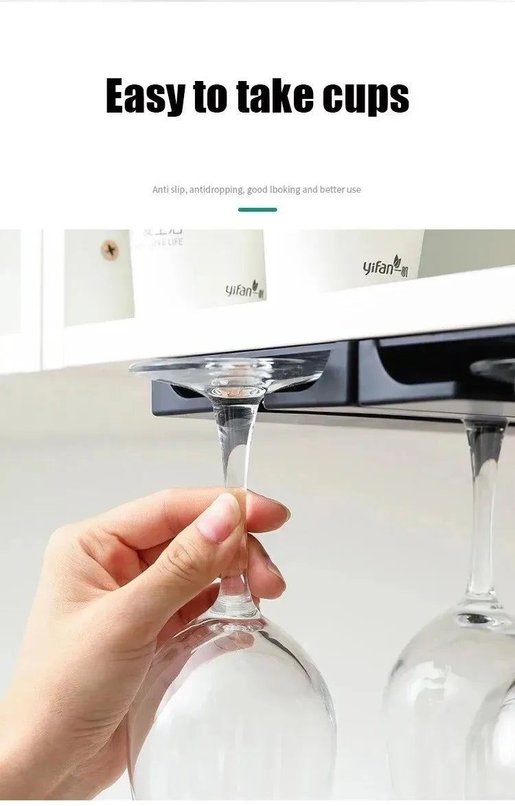 Kitchen Cabinet Free Punching Holder Wine Glass Rack Hanging Holder Shelf Multi-Function Goblet Classification up Organizer