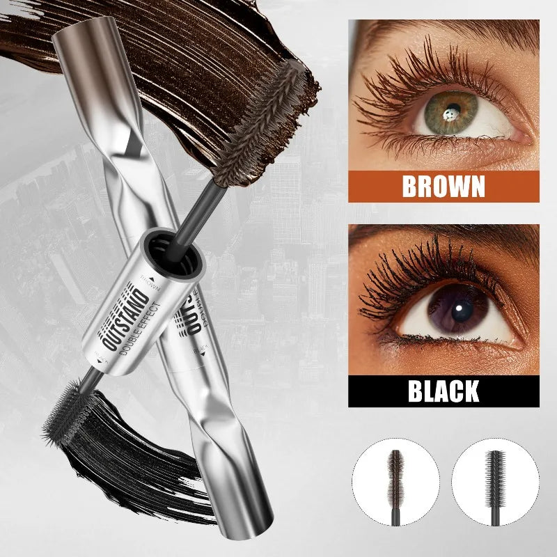Dual-Ended Mascara - Black&Brown 2-in-1 Dual-Color Mascara Volumizing Curling Waterproof Long-Lasting Lash Cosmetic All-Day Wear
