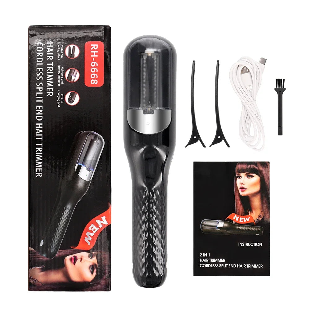 Cordless Hair Cutting Machine Split End Hair Trimmer Cutter Type-c Charge Automatic End Remover Damaged Hair Care