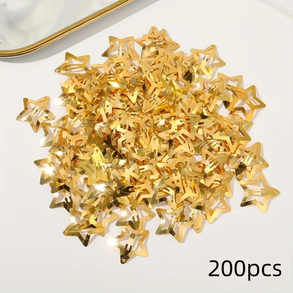 2-100Pcs Star Hair Clips for Girls Filigree Star Metal Snap Clip Hairpins Barrettes Fahsion Bobby Pin Headwear Accessories